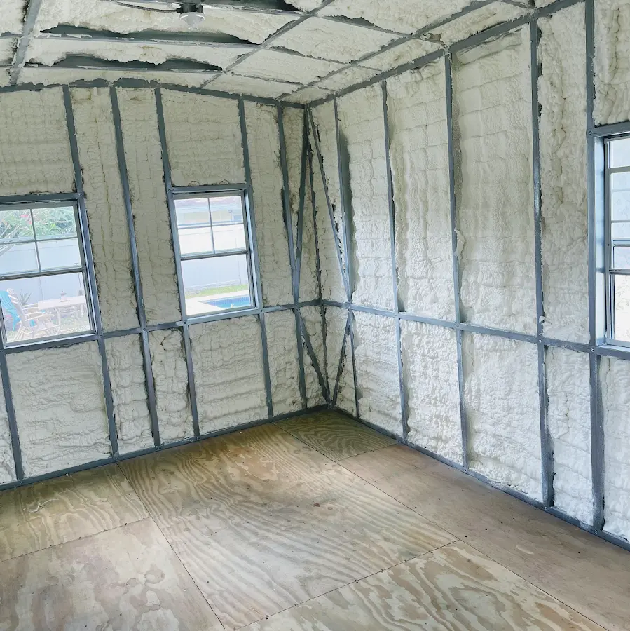 Closed-cell spray foam insulation applied to wall cavities in a residential project in South Bradenton